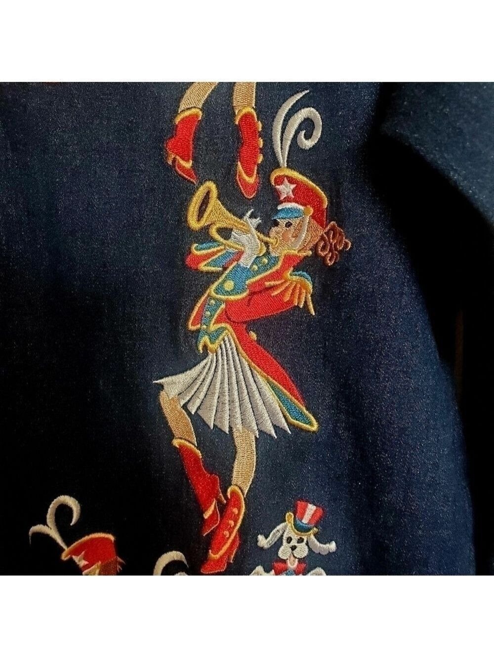 Bob Mackie Jacket Women (M) Marching Band Blue Denim Whimsical Patriotic July 4 - Picture 5 of 16